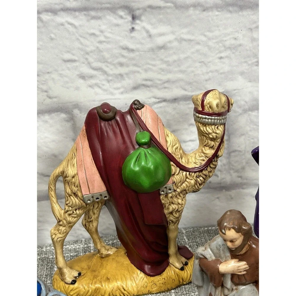 Vintage Nativity Set Atlantic Mold 13 Pc Hand Painted Ceramic Christmas Figurine